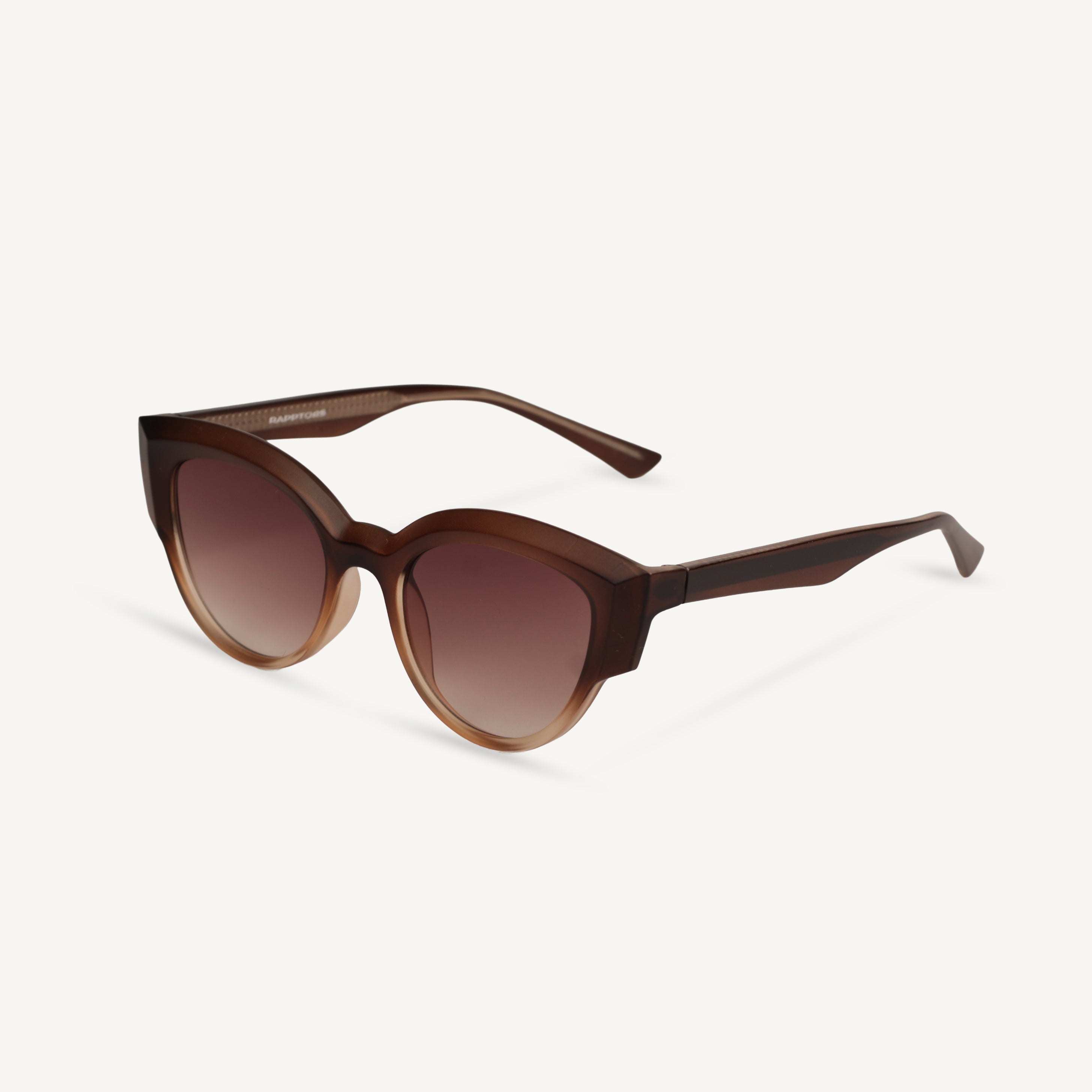 Brown sunglasses with gradient lenses on a white background